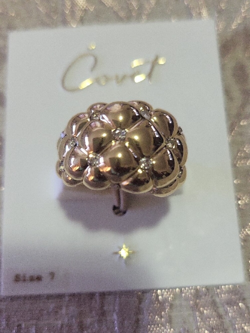 Cove Quilted Dome Statement Ring in Gold Tone